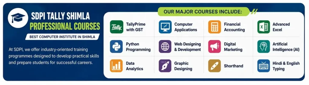 Professional Computer Courses at Sai Digitech Professional Institute (SDPI) Tally Shimla